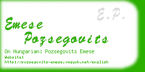 emese pozsegovits business card